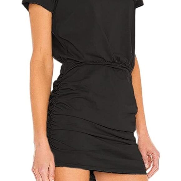 New Small Relipop Black Ruched Mini Dress Little Black Dress - Picture 2 of 7